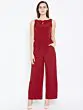 Women Maroon Solid Basic Jumpsuit