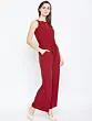 Women Maroon Solid Basic Jumpsuit