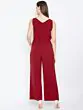 Women Maroon Solid Basic Jumpsuit