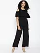 Black Solid Cold-Shoulder Jumpsuit