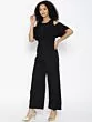 Black Solid Cold-Shoulder Jumpsuit