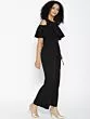 Black Solid Cold-Shoulder Jumpsuit