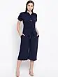 Women Navy Blue Solid Culotte Jumpsuit