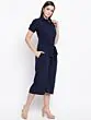 Women Navy Blue Solid Culotte Jumpsuit