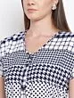 Women White & Navy Blue Printed Culotte Jumpsuit