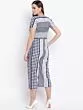 Women White & Navy Blue Printed Culotte Jumpsuit