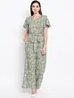 Women Off-White & Olive Green Printed Basic Jumpsuit