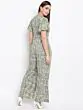 Women Off-White & Olive Green Printed Basic Jumpsuit