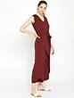 Women Burgundy Solid Layered Culotte Jumpsuit