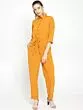 Women Mustard Yellow Solid Basic Jumpsuit