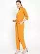Women Mustard Yellow Solid Basic Jumpsuit