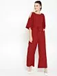 Women Maroon Solid Basic Jumpsuit