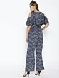 Women Blue & Grey Printed Basic Jumpsuit