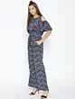 Women Blue & Grey Printed Basic Jumpsuit