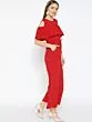 Women Red Solid Basic Jumpsuit
