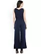 Blue Solid Basic Jumpsuit