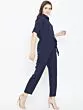 Women Navy Blue Solid Basic Jumpsuit