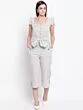 Women Off-White & Blue Striped Culotte Jumpsuit