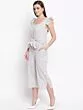Women Off-White & Blue Striped Culotte Jumpsuit