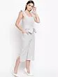 Women Off-White & Blue Striped Culotte Jumpsuit