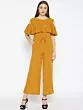 Women Mustard Yellow Solid Basic Jumpsuit