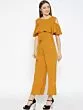 Women Mustard Yellow Solid Basic Jumpsuit