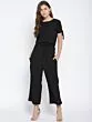 Women Black Solid Top with Parallel Trousers