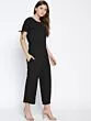 Women Black Solid Top with Parallel Trousers