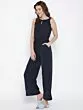 Navy Blue Solid Basic Jumpsuit