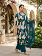 Teal Blue Printed Anarkali Kurta Set With Dupatta for Women