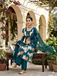 Teal Blue Printed Anarkali Kurta Set With Dupatta for Women