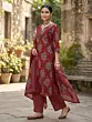 Maroon Printed Straight Kurta Set With Dupatta for Women