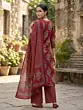Maroon Printed Straight Kurta Set With Dupatta for Women