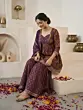 Purple Printed Peplum Kurta Set With Dupatta for Women