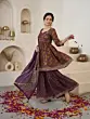 Purple Printed Peplum Kurta Set With Dupatta for Women