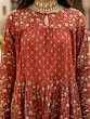 Rust Printed Anarkali Kurta Set With Dupatta for Women
