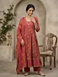 Pink Printed Anarkali Kurta Set With Dupatta for Women