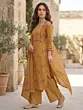 Mustard Printed Straight Kurta Set With Dupatta for Women