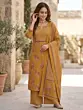 Mustard Printed Straight Kurta Set With Dupatta for Women