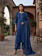 Blue Printed Straight Kurta Set With Dupatta for Women