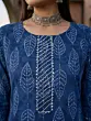 Blue Printed Straight Kurta Set With Dupatta for Women
