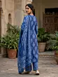 Blue Printed Straight Kurta Set With Dupatta for Women