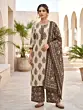 Beige & Brown Printed Straight Kurta Set With Dupatta for Women