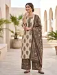 Beige & Brown Printed Straight Kurta Set With Dupatta for Women