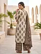 Beige & Brown Printed Straight Kurta Set With Dupatta for Women