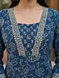 Navy Blue Printed Straight Kurta Set With Dupatta for Women
