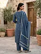 Navy Blue Printed Straight Kurta Set With Dupatta for Women
