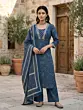 Navy Blue Printed Straight Kurta Set With Dupatta for Women
