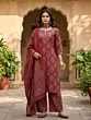 Maroon Printed Straight Kurta Set With Dupatta for Women