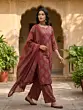 Maroon Printed Straight Kurta Set With Dupatta for Women